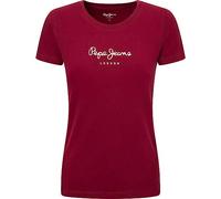 T-shirt Pepe Jeans New Virginia Slim manche courte rouge foncé blanc femme - XS