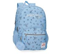 Pepe Jeans Olivia Sac à dos double compartiment adaptable à chariot 10,5 pouces Bleu clair 32 x 44 x 22 cm Polyester 30,98 L by Joumma Bags