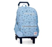 Pepe Jeans Olivia Sac à Dos Scolaire Double Compartiment avec Chariot 10,5" Bleu Clair 32 x 44 x 22 cm Polyester 30,98 L by Joumma Bags