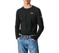Pepe Jeans Original Basic T-shirt pour Homme Slim Fit Manches Longues Noir