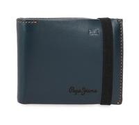 Pepe Jeans Parker Portefeuille avec Bande élastique Bleu 11,5x8,5x1 cm | Système RFID, Compartiments pour Cartes, pièces et Billets, Organisation, Capacité, Cuir, by Joumma Bags
