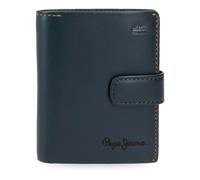Pepe Jeans Parker Portefeuille Vertical à Fermeture Pression Bleu 8,5x10,5x1 cm | Système RFID, Compartiments pour Cartes, pièces et Billets, Organisation, Capacité, Cuir, by Joumma Bags