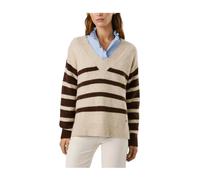 Pepe Jeans - Pull en tricot à rayures col V - Femme - Pulls - Beige - Taille: 36 FR