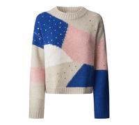 Pepe Jeans Pull-over 'NORA' beige / bleu cobalt / rose / blanc, Taille M