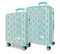 Pepe Jeans Sun Jeu de valises Turquoise Verte 46 x 65 x 25 cm Rigide ABS Fermeture à Combinaison intégrée 95L 5,8 kg 4 Roues Doubles Bagage à Main by Joumma Bags