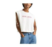 Pepe Jeans - T-shirt à Imprimé Graphique et Manches Courtes - Femme - Tops - Blanc - Taille: 36 FR