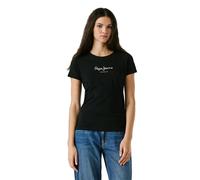 Pepe Jeans T-shirt New Virginia Femme Slim Fit Manches Courtes Noir
