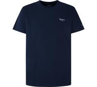 Pepe Jeans T-shirt Original Basic 3 – Uni bleu foncé, manches courtes, coton stretch – Taille S