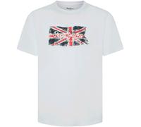 Pepe Jeans T-Shirt 'Clag' bleu / rouge sang / blanc, Taille L