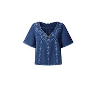 Pepe Jeans - Geometric Embroidered Blouse - Femme - Blouses et Chemises - Bleu - Taille: 40 FR