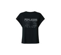 Pepe Jeans T-shirt 'Lira' noir / argent, Taille XS