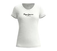 Pepe Jeans New Virginia T-shirt pour Femme Slim Fit Manches Courtes Blanche