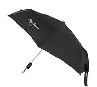 Pepe Jeans Teo Parapluie pliant noir polyester avec canne en aluminium, Noir , Parapluie