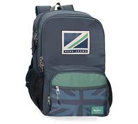 Pepe Jeans Tom Sac à Dos Scolaire Double Compartiment 15.6" Bleu 33x46x17 cms Polyester 25.81L