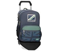 Pepe Jeans Tom Sac à Dos Scolaire Double Compartiment avec Trolley Bleu 30x40x12 cms Polyester 15,6L