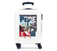 Pepe Jeans Valise de Cabine Blanche 40 x 55 x 20 cm Rigide ABS Fermeture TSA intégrée 38,4 2 kg 4 Roues Doubles Bagage à Main