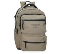 Pepe Jeans Waltford Sac à Dos pour Ordinateur Portable Double Compartiment Adaptable 15.6 inch Beige 31x44x15 cm Polyester with Détails en Cuir Synthétique 20.46L par Joumma Bags