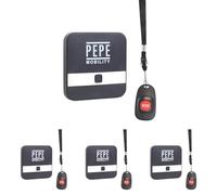 PEPE Mobility Alarme pour Personne Âgée avec Bouton SOS, Récepteur à Brancher sans Fil, 52 Sonneries et 4 Niveaux de Volume Jusqu’à 95 DB, Bracelet SOS avec Pile Incluse (Lot de 4)