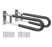 PEPE Mobility - Barre d'Appui WC Relevable Rembourrée, Porte Rouleau, Securité, Maintien, Toilette Handicapé (Noir, 2 Unité)