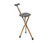 Pepe Mobility - Canne de Marche avec Siège (Hauteur 82 Cm), Pliante Portable, Aluminium, Tabouret 3 Pieds, Bronze
