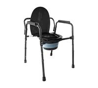 PEPE - Chaise Percée Toilette, Pot de Chambre Adulte, Cadre de Sécurité WC, Accoudoir Personne Âgée, Ajustable, Handicapé, Noir
