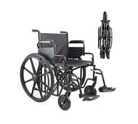 PEPE Mobility - Fauteuil Roulant Large (Jusqu'à 225 kg), Pliable, Handicapé, Personne Âgée, Adulte, Cadre en Acier Robuste