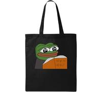 Pepe Reading a Book How to Adult Meme Art Sac fourre-tout en coton écologique naturel Noir, Noir , Taille unique