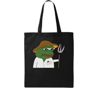 Pepe The Disillusioned Sad Farmer Gardener Sac fourre-tout en coton naturel écologique Noir, Noir , Taille unique