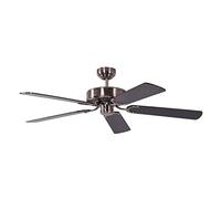 Pepeo Ventilateur de plafond sans éclairage Potkuri, argent patiné, pâles réversibles noires / rayures, 132 cm