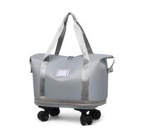 Pepepo Travel Bag with Wheels, 2025 New Large Capacity Travel Bag - Universal Wheel Removable, Large Capacity Wide-Open Cosmetic, Expandable Foldable, Rolling with Wheels (Grey)