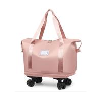 Pepepo Travel Bag with Wheels, 2025 New Large Capacity Travel Bag - Universal Wheel Removable, Large Capacity Wide-Open Cosmetic, Expandable Foldable, Rolling with Wheels (Pink)