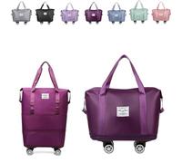 Pepepos Travel Bag with Wheels, 2025 New Pepepos Travel Bag with Wheelsarge, Capacity Wheels, Expandable Foldable Duffle (Dark Purple)