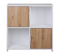 Pepeto bibliothèque 2 portes, 2 tablettes blanc, Artisan chêneReproduction.