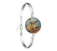 PEPIFY Bracelet tendance Archange Saint Michel Protect Me Saint Bouclier Protection Charm Russe Orhodoxe Bijoux pour Cadeau Saint
