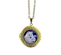 PEPIFY Collier avec médaillon dôme en verre - Loup arctique - Animaux geek - Cadeau pour homme et femme
