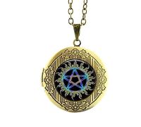 PEPIFY Collier avec pendentif pentagramme violet - Bijou japonais occulte en verre - Médaillon pour femme