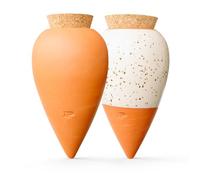 Pepin | 2X Ollas Terre Cuite à Planter | Arrosage Automatique et Ecologique pour Plante d'Intérieur et d'Extérieur | Autonomie d'Environ 1 Semaine | OYA Terracotta + Blanc Grainé 25cl