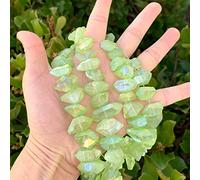 Pépite de quartz brut naturel percée de 38,1 cm - Vert péridot - Revêtement en titane AB - Pour la fabrication de bijoux - GA-B10 ZW-A-535