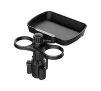PEPKWELYCB Porte Gobelets Noir Voiture Double Porte-gobelet Extensible Réglable Rotatif À 360 ° Siège De Voiture Multifonctionnel Plateau Collation Boisson Support pour Boisson