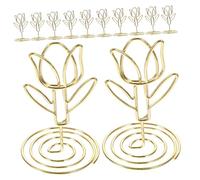 PEPLAYTAL 10 pièces Porte Numéro de Table Mariage Support Métallique Tulipe Porte Photo Multifonction pour Cartes Place Bureau Anniversaire Décoration