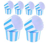 PEPLAYTAL 100 Pièces Moules à Cupcakes Papier Bleu Rayé Résistants Chaleur et Antiadhésifs Caissettes à Muffins pour Fête Anniversaire Décoration Simple et Solide