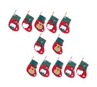 PEPLAYTAL 12 Pièces Chaussettes de Noël Petits Sacs Cadeaux pour Sapin et Cheminée Décoration Suspendue pour Garçon Fille et