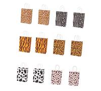 PEPLAYTAL 12pièces Papier à Motif Animaux De Papier Kraft Pour Fêtes Animaux Imprimés Léopard Girafe Et Vache Pour Anniversaires Et Célébrations