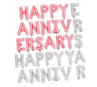 PEPLAYTAL 2 Ensembles Ballons Happy Anniversary Aluminium Décoration Réutilisable pour Fête Anniversaire de Mariage Gonflage Rapide pour Ambiance Romantique et