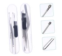 PEPLAYTAL 2 ensembles Kit de Outils de Nettoyage Oreilles Acier Inoxydable Curette Oreille Compacte et Portable Pratique pour Enlever Cérumen et Voyage