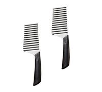PEPLAYTAL 2 pièces Couteau Ondulé Inoxydable Outil Coupe Pommes de Terre Compact avec Manche Ergonomique Coupe Frites Vague pour Cuisine et Cantine