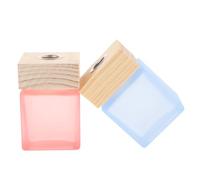 PEPLAYTAL 2 pièces Flacon Diffuseur Verre Lot de Bouteilles Carrées Vides pour Huiles Essentielles et Fragrances avec Bouchon Bois Décoration Maison et Cadeau Élégant