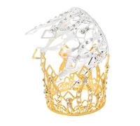 PEPLAYTAL 2 pièces Mini Couronnes Baroques Dorées et Argentées Décorations Légères pour Gâteau de Mariage Shower et Anniversaire Toppers Alliage avec Strass pour Princes et Princesses