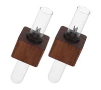 PEPLAYTAL 2 Pièces Vase à Fleurs Verre pour Voiture avec Clip de Ventilation Antidérapant Support Bois Décoration Intérieure Adaptable pour Plantes et Fleurs Compatible Multi Modèles Lot