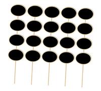 PEPLAYTAL 20 Pièces Étiquettes Jardin Ovales Bois Tableau Noir Miniatures Panneaux Craie Créatifs pour Fleurs et Plantes Marqueurs et pour Décoration Mariage Fête et Signalisation